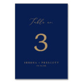 Delikate Goldkalligraphie | Navy Table No. Tischnummer (Vorderseite)