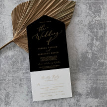 Delikate Goldkalligraphie | Schwarze Hochzeit