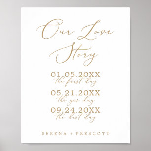 Delikate Goldkalligraphie Unsere Liebe Story Weddi Poster