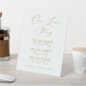 Delikate Goldkalligraphie Unsere Liebe Story Weddi Sockelschild (In SItu)