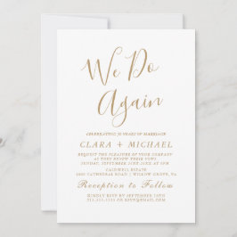 Delikate Goldkalligraphie "We Do Again" Vow Renewa Einladung