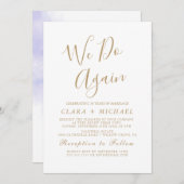 Delikate Goldkalligraphie "We Do Again" Vow Renewa Einladung (Vorne/Hinten)