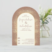 Delikate Goldmaus Confetti Mocha Einladung (Stehend Vorderseite)