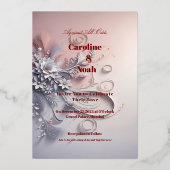 Delikate graue Blüten im Erröten Folieneinladung (Vorderseite)