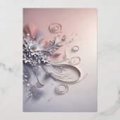 Delikate graue Blüten im Erröten Folieneinladung (Rückseite)