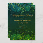 Delikate Green und Gold Blätter Einladung (Vorne/Hinten)