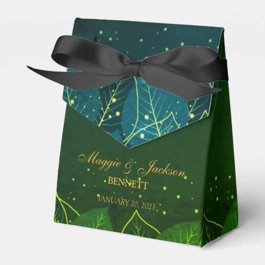 Delikate Green und Gold Blätter Gefälligkeitsbox Geschenkschachtel (Vorderseite)