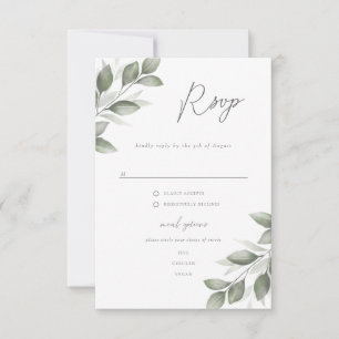 Delikate Greenery UAwg mit Menüoptionen RSVP Karte