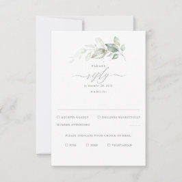 Delikate Grünanlage und Gold Wedding RSVP Karte