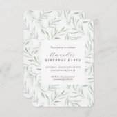 Delikate grüne Blätter Geburtstagseinladung Einladung (Vorne/Hinten)