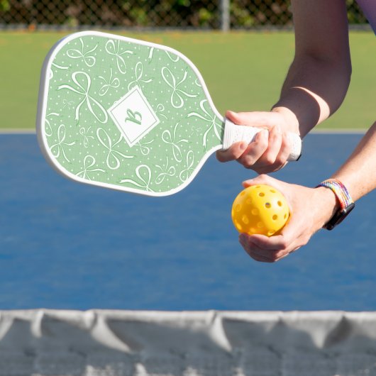 Delikate grüne Coquette Bows Pickleball Schläger (InSitu)
