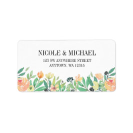 Delikate grüne Wasserfarbe Rosa Punta und Blätter Adressaufkleber