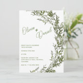Delikate Grüne Wasserfarben Einladung zur Hochzeit (Stehend Vorderseite)