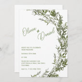 Delikate Grüne Wasserfarben Einladung zur Hochzeit (Vorne/Hinten)