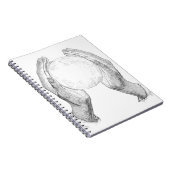 Delikate Hände halten Moon Sketch Notizblock (Rechte Seite)