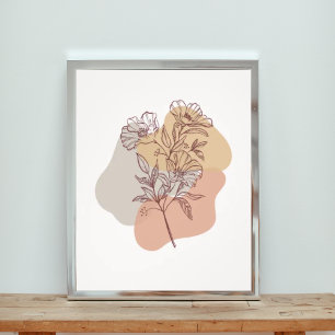 Delikate handgezeichnete Blume auf Zweig Fotodruck