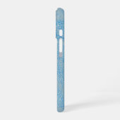 Delikate hellblaue Blütentextur iPhone 16 Hülle (Linke Seite)