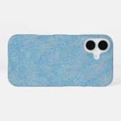Delikate hellblaue Blütentextur iPhone 16 Hülle (Rückseite (Horizontal))