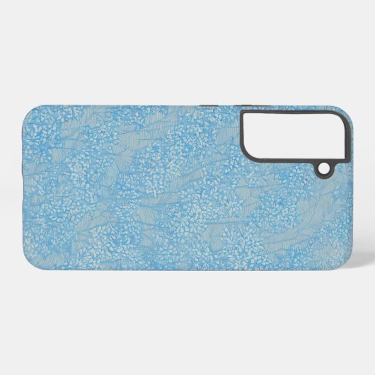 Delikate hellblaue Blütentextur Samsung Galaxy Hülle (Rückseite (Horizontal))