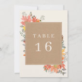 Delikate Herbstblätter Hochzeitsstimmung Tischnumm Einladung (Rückseite)