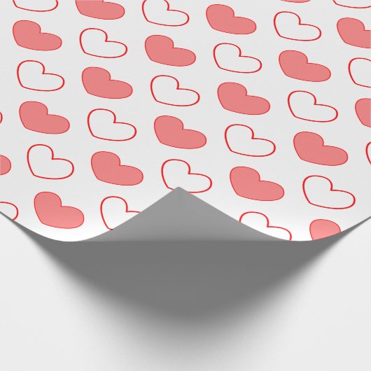 Delikate Herzformen Weißes rotes Muster Geschenkpapier (Ecke)