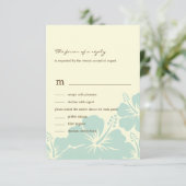 Delikate Hibiskus Wedding RSVP Cards (blau) (Stehend Vorderseite)