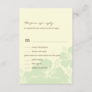 Delikate Hibiskus Wedding RSVP Cards (grün) Karte