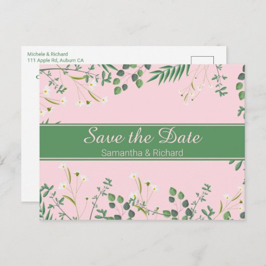 Delikate Hochzeit an der Blumengrenze Postkarte (Vorne/Hinten)