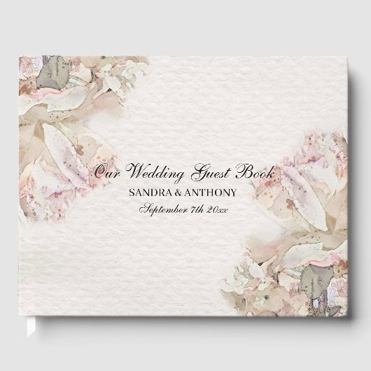 Delikate Hochzeit der Wasserfarben Gästebuch (Vorderseite)