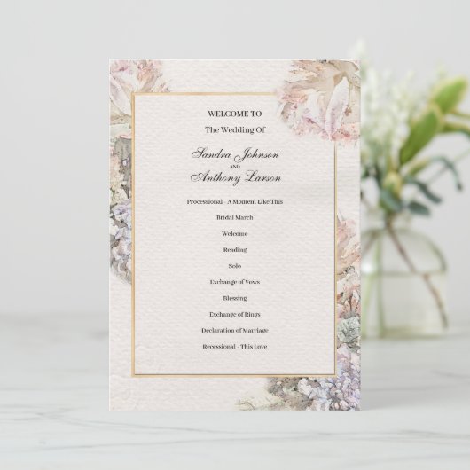 Delikate Hochzeit der Wasserfarben Programm (Stehend Vorderseite)