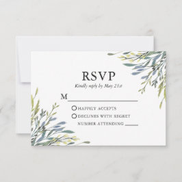 Delikate Hochzeit im botanischen Grünen RSVP Karte