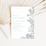 Delikate Hochzeit mit blauer Blüte Einladung<br><div class="desc">Feiern Sie Ihren besonderen Tag mit unserer zauberhaften Hochzeitseinladung mit einem romantischen und zarten, zarten, weichblauen Aquarellrahmen. Diese Einladung, die mit wunderschönen blauen Hydrangea, Delphinium, weißen Rosen und Grün verziert ist, strahlt Eleganz und Charme aus. Der zeitlose, minimalistisch-blaue Schriftart fügt eine Touch von Eleganz hinzu, die sich perfekt für Hochzeitsthemen...</div>