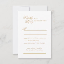 Delikate Hochzeit von Elfenbein und Gold Script RSVP Karte