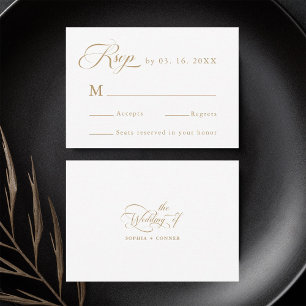 Delikate Hochzeit von Gold und Weiß RSVP Karte