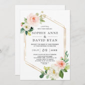 Delikate Hochzeit von Watercolor Pink White Floral Einladung (Vorne/Hinten)