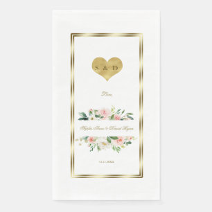 Delikate Hochzeit von Watercolor Pink White Floral Serviette