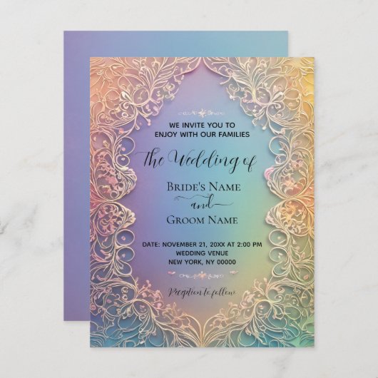 Delikate Hochzeitseinladung (Vorne/Hinten)