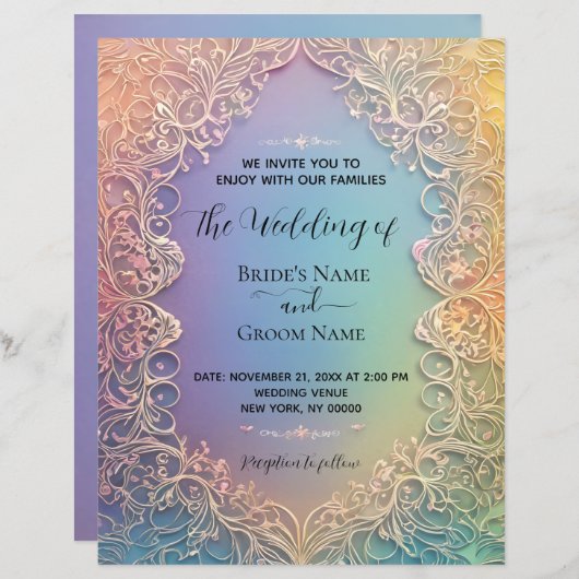 Delikate Hochzeitseinladung (Vorne/Hinten)