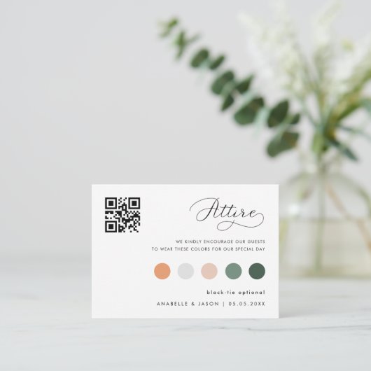 Delikate Hochzeitskleidung Code Gast Kleidung QR C Begleitkarte (Stehend Vorderseite)