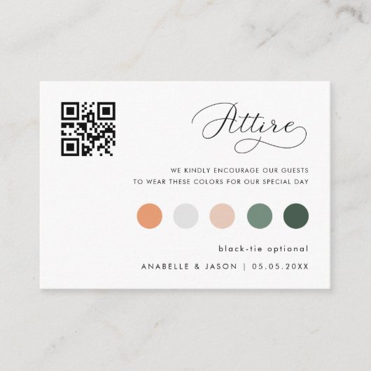 Delikate Hochzeitskleidung Code Gast Kleidung QR C Begleitkarte (Vorderseite)