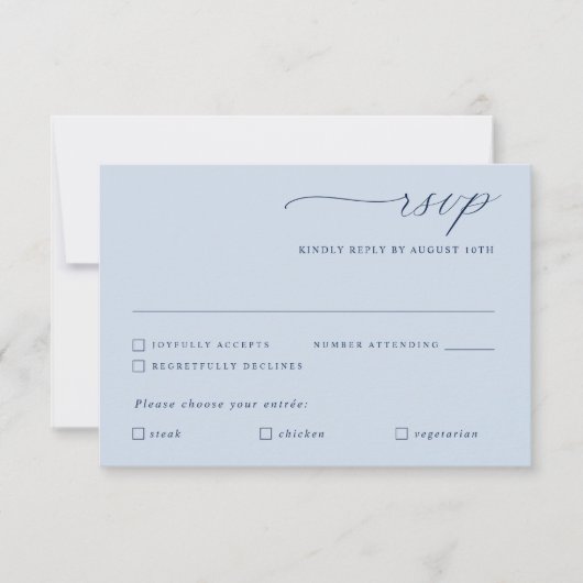 Delikate Hochzeitsmahlzeit der Navy RSVP Karte (Vorderseite)