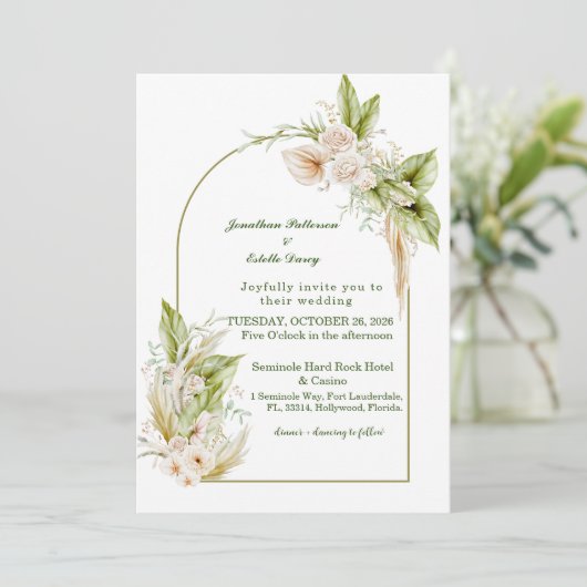 Delikate Hochzeitsvorlage Einladung (Stehend Vorderseite)