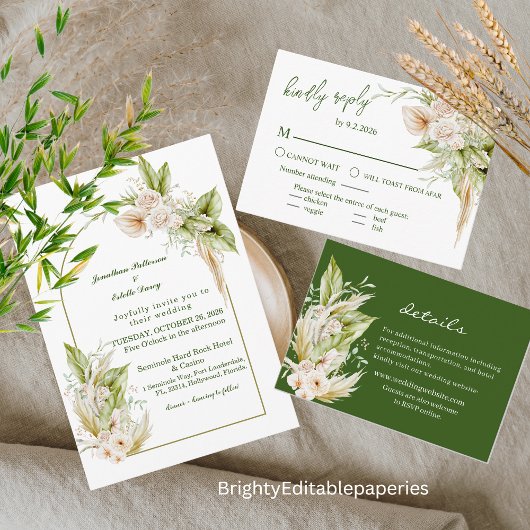 Delikate Hochzeitsvorlage Einladung