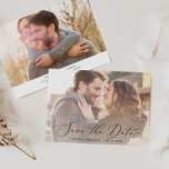 Delikate Horizontal Light Foto Overlay Save The Date<br><div class="desc">Diese zarte,  helle Foto-Overlay-Save the Date-Karte eignet sich perfekt für eine moderne Hochzeit. Das romantische minimalistische Design besticht durch eine hübsche und elegante dunkle Typografie auf einem Foto-Hintergrund.</div>