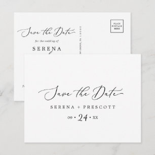 Delikate, horizontale, schwarze Save the Date Post Einladungspostkarte