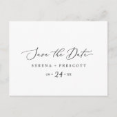 Delikate, horizontale, schwarze Save the Date Post Einladungspostkarte (Vorderseite)