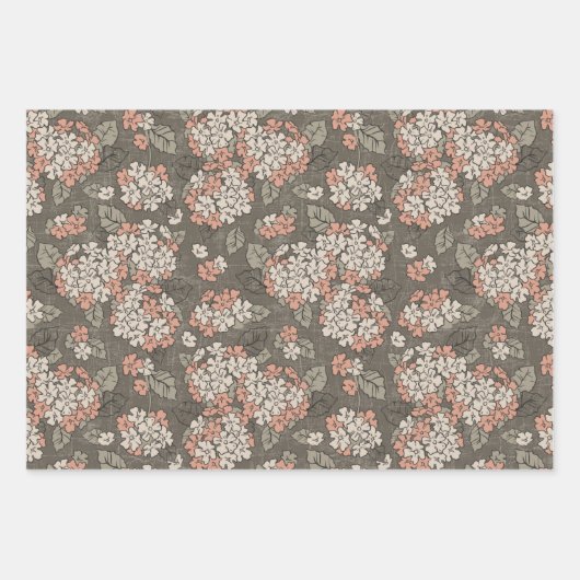 Delikate Hydrangea auf taubendem Hintergrund Geschenkpapier Set (Vorderseite 2)