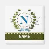 Delikate Ivy Kranz- und Bow-Name mit Monogramm N Magnet (Vorne)