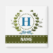 Delikate Ivy Wreath and Bow Name mit Monogram H Magnet (Vorne)