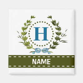 Delikate Ivy Wreath and Bow Name mit Monogram H Magnet